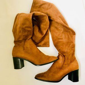 ZARA FAUX SUEDE OVER THE KNEE BOOTS